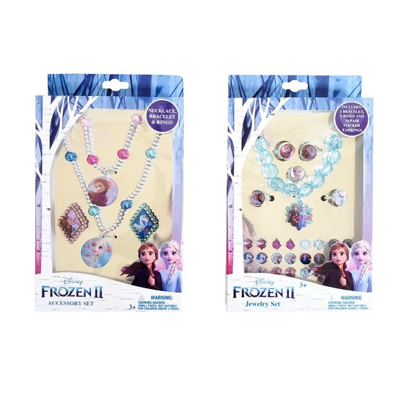 Disney Frozen Jewelry Set Necklace Bracelet Earrings Rings Girls Accessories Lot - Picture 1 of 9
